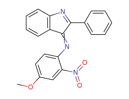 Molecular Structure of 106111-61-9 (Benzenamine, 4-methoxy-2-nitro-N-(2-phenyl-3H-indol-3-ylidene)-)