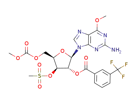 3-Trifluoromethyl-benzoic acid (2R,3R,4S,5R)-2-(2-amino-6-methoxy-purin-9-yl)-4-methanesulfonyloxy-5-methoxycarbonyloxymethyl-tetrahydro-furan-3-yl ester