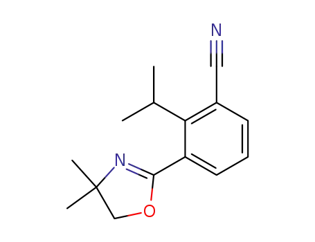 Molecular Structure of 93340-17-1 (Benzonitrile, 3-(4,5-dihydro-4,4-dimethyl-2-oxazolyl)-2-(1-methylethyl)-)