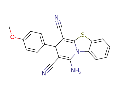 Molecular Structure of 85460-35-1 (1-Amino-3-(4-methoxyphenyl)-3H-pyrido<2,1-b>benzothiazol-2,4-dicarbonitrile)