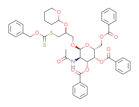 3-(benzyloxythiocarbonyl)thio-2-O-(tetrahydropyran-2-yl)propyl 2-acetamido-3,4,6-tri-O-benzoyl-2-deoxy-α-D-galactopyranoside