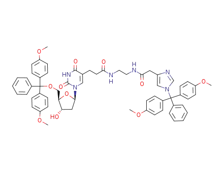 5'-O-<Bis(4-methoxyphenyl)phenylmethyl>-5-<3-<<2-<<<1-<bis(4-methoxyphenyl)phenylmethyl>-1H-imidazol-4-yl>acetyl>amino>ethyl>amino>-3-oxopropyl>-2'-deoxyuridine