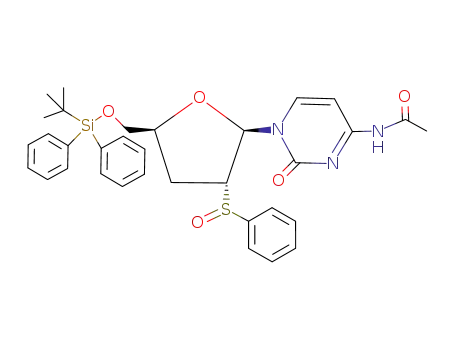 N-{1-[(2R,3R,5S)-3-Benzenesulfinyl-5-(tert-butyl-diphenyl-silanyloxymethyl)-tetrahydro-furan-2-yl]-2-oxo-1,2-dihydro-pyrimidin-4-yl}-acetamide