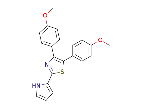 Molecular Structure of 101001-71-2 (4,5-bis(4-methoxyphenyl)-2-(1H-pyrrol-2-yl)-1,3-thiazole)