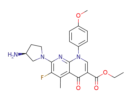 7-((S)-3-Amino-pyrrolidin-1-yl)-6-fluoro-1-(4-methoxy-phenyl)-5-methyl-4-oxo-1,4-dihydro-[1,8]naphthyridine-3-carboxylic acid ethyl ester