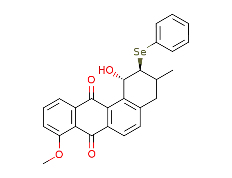 Molecular Structure of 96239-81-5 (Benz[a]anthracene-7,12-dione,
1,2,3,4-tetrahydro-1-hydroxy-8-methoxy-3-methyl-2-(phenylseleno)-)