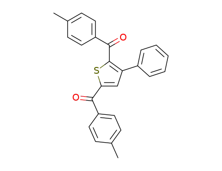 Molecular Structure of 74794-44-8 (Methanone, (3-phenyl-2,5-thiophenediyl)bis[(4-methylphenyl)-)