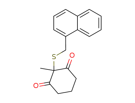 Molecular Structure of 89030-46-6 (1,3-Cyclohexanedione, 2-methyl-2-[(1-naphthalenylmethyl)thio]-)