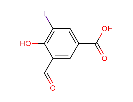 Molecular Structure of 33257-38-4 (Benzoic acid, 3-formyl-4-hydroxy-5-iodo-)