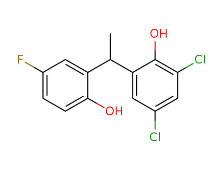 Molecular Structure of 71643-60-2 (1-(3,5-dichloro-2-hydroxyphenyl)-1-(5-fluoro-2-hydroxy phenyl)-ethane)