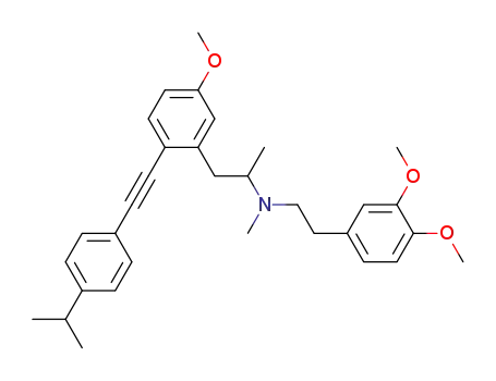 Molecular Structure of 99255-60-4 ([2-(3,4-Dimethoxy-phenyl)-ethyl]-{2-[2-(4-isopropyl-phenylethynyl)-5-methoxy-phenyl]-1-methyl-ethyl}-methyl-amine)