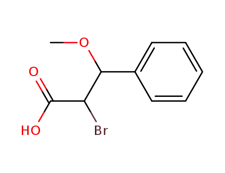 Molecular Structure of 60456-14-6 (Benzenepropanoic acid, a-bromo-b-methoxy-)