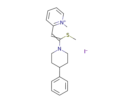 Molecular Structure of 104692-93-5 (Pyridinium,
1-methyl-2-[2-(methylthio)-2-(4-phenyl-1-piperidinyl)ethenyl]-, iodide)