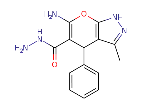 Pyrano[2,3-c]pyrazole-5-carboxylic acid,
6-amino-1,4-dihydro-3-methyl-4-phenyl-, hydrazide