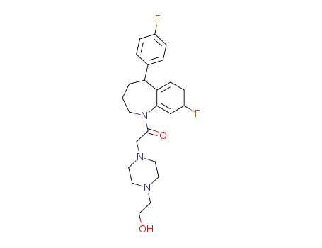 Molecular Structure of 77796-03-3 (1-[8-Fluoro-5-(4-fluoro-phenyl)-2,3,4,5-tetrahydro-benzo[b]azepin-1-yl]-2-[4-(2-hydroxy-ethyl)-piperazin-1-yl]-ethanone)
