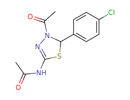 Acetamide,  N-[4-acetyl-5-(4-chlorophenyl)-4,5-dihydro-1,3,4-thiadiazol-2-yl]-