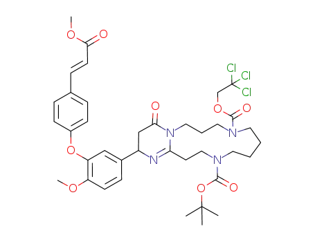 2-{4-Methoxy-3-[4-((E)-2-methoxycarbonyl-vinyl)-phenoxy]-phenyl}-4-oxo-3,4,6,7,9,10,11,12,14,15-decahydro-2H,5H-1,4a,8,13-tetraaza-benzocyclotridecene-8,13-dicarboxylic acid 13-tert-butyl ester 8-(2,2,2-trichloro-ethyl) ester
