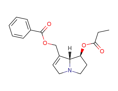 Molecular Structure of 99612-72-3 (Benzoic acid (7S,7aR)-7-propionyloxy-5,6,7,7a-tetrahydro-3H-pyrrolizin-1-ylmethyl ester)