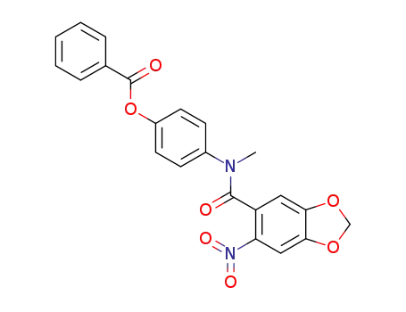 Molecular Structure of 857388-87-5 (6-nitro-benzo[1,3]dioxole-5-carboxylic acid-(4-benzoyloxy-<i>N</i>-methyl-anilide))