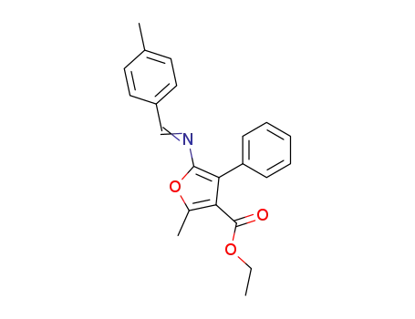 Molecular Structure of 108262-52-8 (Ethyl 5-Methyl-3-phenyl-N-(p-methylbenzylidene)-2-aminofuran-4-carboxylate)