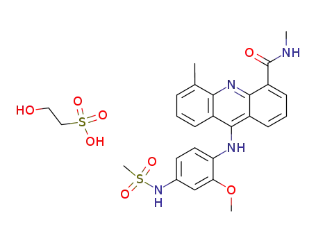Molecular Structure of 80841-48-1 (9-[2-Methoxy-4-(methylsulfonylamino)phenylamino]-N,5-dimethyl-4-acridinecarboxamide 2-hydroxyethanesulfonate)