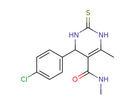 Molecular Structure of 141354-15-6 (4-(4-Chloro-phenyl)-6-methyl-2-thioxo-1,2,3,4-tetrahydro-pyrimidine-5-carboxylic acid methylamide)