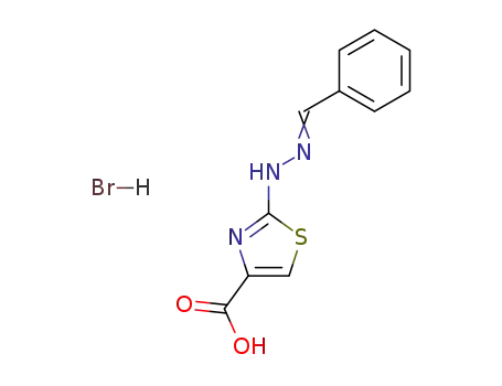 Molecular Structure of 136513-92-3 (2-{N'-[1-Phenyl-meth-(E)-ylidene]-hydrazino}-thiazole-4-carboxylic acid; hydrobromide)
