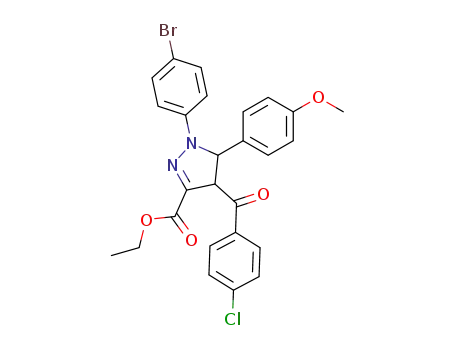 Molecular Structure of 86380-72-5 (1-(4-Bromo-phenyl)-4-(4-chloro-benzoyl)-5-(4-methoxy-phenyl)-4,5-dihydro-1H-pyrazole-3-carboxylic acid ethyl ester)