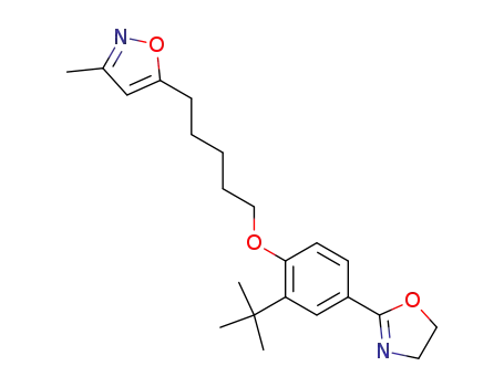 Molecular Structure of 105639-09-6 (5-{5-[2-tert-butyl-4-(4,5-dihydro-1,3-oxazol-2-yl)phenoxy]pentyl}-3-methylisoxazole)