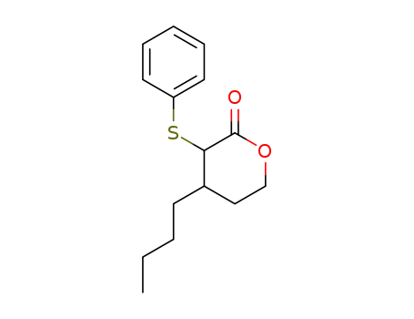 Molecular Structure of 89036-10-2 (2H-Pyran-2-one, 4-butyltetrahydro-3-(phenylthio)-, cis-)