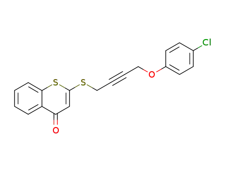 Molecular Structure of 141104-40-7 (4H-1-Benzothiopyran-4-one, 2-[[4-(4-chlorophenoxy)-2-butynyl]thio]-)