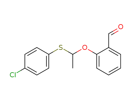 Molecular Structure of 144265-69-0 (Benzaldehyde, 2-[1-[(4-chlorophenyl)thio]ethoxy]-)
