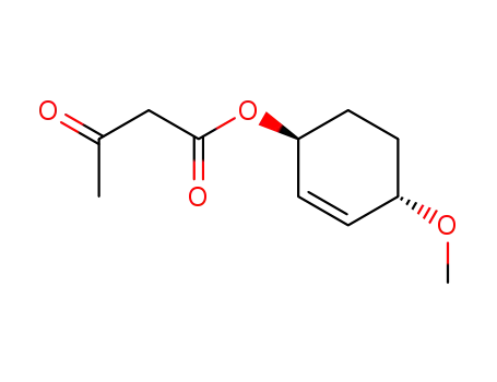 Molecular Structure of 86254-41-3 (Butanoic acid, 3-oxo-, (1R,4R)-4-methoxy-2-cyclohexen-1-yl ester, rel-)