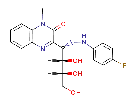 Molecular Structure of 105291-54-1 (3-<1-(p-fluorophenylhydrazono)-D-erythro-2,3,4-trihydroxybutyl>-1-methyl-2-quinoxalinone)