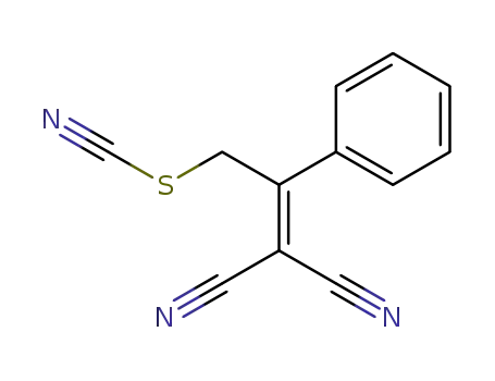 Molecular Structure of 96127-28-5 (Thiocyanic acid, 3,3-dicyano-2-phenyl-2-propenyl ester)