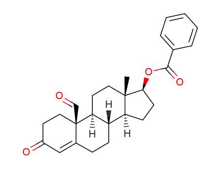 Molecular Structure of 986-02-7 (10-FORMYL-13-METHYL-3-OXO-2,3,6,7,8,9,10,11,12,13,14,15,16,17-TETRADECAHYDRO-1H-CYCLOPENTA[A]PHENANTHREN-17-YL BENZOATE)