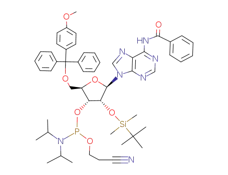 Adenosine, N-benzoyl-2'-O-[(1,1-dimethylethyl)dimethylsilyl]-5'-O-[(4-methoxyphenyl)diphenylmethyl]-, 3'-[2-cyanoethyl bis(1-methylethyl)phosphoramidite]