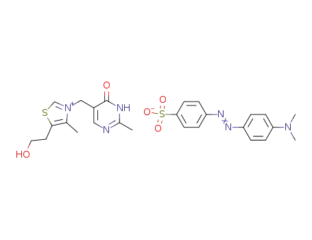 Molecular Structure of 123965-06-0 (5-(2-hydroxy-ethyl)-4-methyl-3-(2-methyl-6-oxo-1,6-dihydro-pyrimidin-5-ylmethyl)-thiazolium; [4-(4-dimethylamino-phenylazo)-benzenesulfonate ])