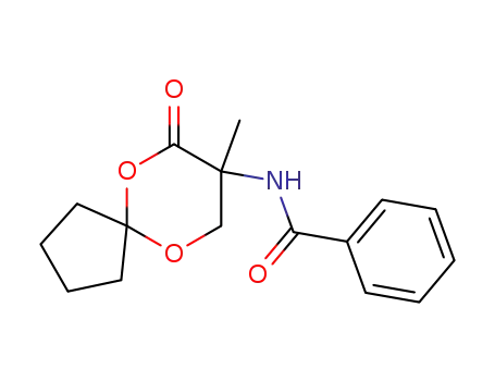 Molecular Structure of 108276-26-2 (N-(8-Methyl-7-oxo-6,10-dioxa-spiro[4.5]dec-8-yl)-benzamide)