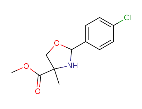 Molecular Structure of 109918-42-5 (4-Oxazolidinecarboxylic acid, 2-(4-chlorophenyl)-4-methyl-, methyl ester)