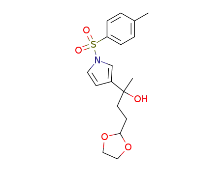 Molecular Structure of 129667-00-1 (4-[1,3]Dioxolan-2-yl-2-[1-(toluene-4-sulfonyl)-1H-pyrrol-3-yl]-butan-2-ol)