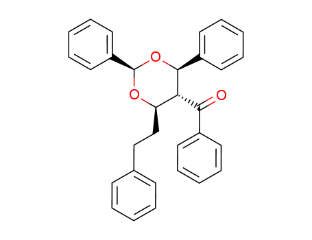 Molecular Structure of 88764-09-4 (((2R,4R,5R,6R)-4-Phenethyl-2,6-diphenyl-[1,3]dioxan-5-yl)-phenyl-methanone)
