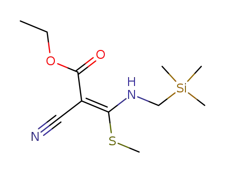 Molecular Structure of 129757-47-7 ((E)-2-Cyano-3-methylsulfanyl-3-(trimethylsilanylmethyl-amino)-acrylic acid ethyl ester)