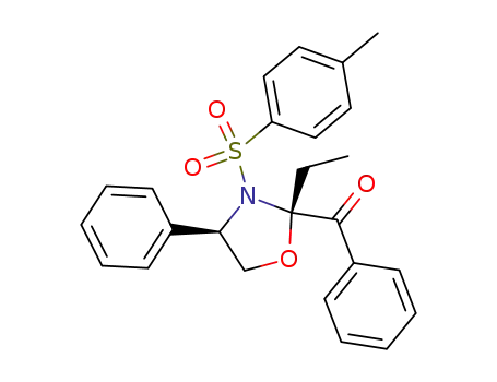 Molecular Structure of 161977-40-8 (Oxazolidine, 2-benzoyl-2-ethyl-3-[(4-methylphenyl)sulfonyl]-4-phenyl-,
(2S,4R)-)