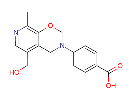 Molecular Structure of 136027-75-3 (p-(5-hydroxymethyl-8-methyl-3,4-dihydropyrido<4,3-e>-1,3-oxazin-3-yl)benzoic acid)