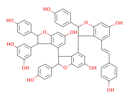 Molecular Structure of 109617-36-9 ([3,4':3',4''-Terbenzofuran]-6,6',6''-triol,3''-(3,5-dihydroxyphenyl)-2,2',2'',3,3',3''-hexahydro-2,2',2''-tris(4-hydroxyphenyl)-4-[2-(4-hydroxyphenyl)ethenyl]-)