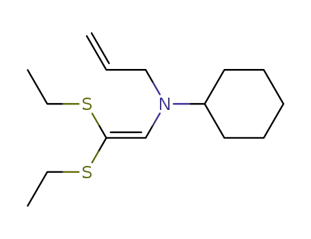 Molecular Structure of 87921-10-6 (Allyl-(2,2-bis-ethylsulfanyl-vinyl)-cyclohexyl-amine)