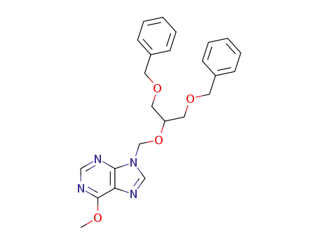 Molecular Structure of 93834-90-3 (9H-Purine,
6-methoxy-9-[[2-(phenylmethoxy)-1-[(phenylmethoxy)methyl]ethoxy]meth
yl]-)