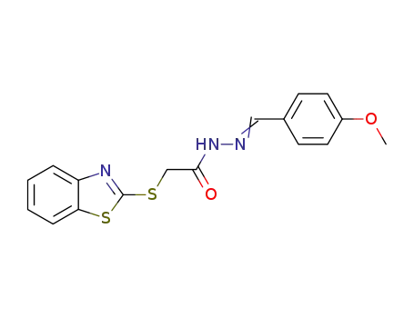 Molecular Structure of 94768-90-8 (ACETIC ACID, (2-BENZOTHIAZOLYLTHIO)-, ((4-METHOXYPHENYL)METHYLENE)HYDRAZIDE)