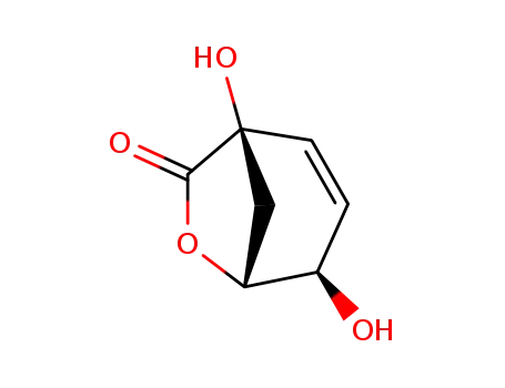 Molecular Structure of 639806-68-1 (6-Oxabicyclo[3.2.1]oct-2-en-7-one, 1,4-dihydroxy-, (1R,4R,5R)- (9CI))